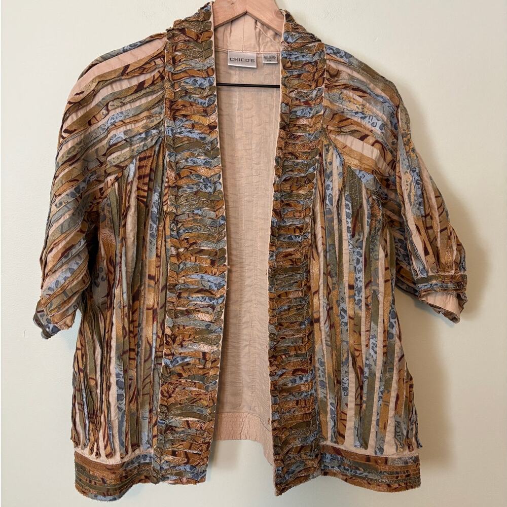 Chico's "Art to Wear" Jacket Size 3 (XL), Boho Earthy Artisan